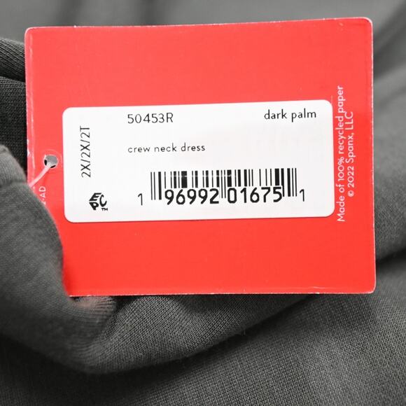 Spanx Dark Palm Crew Neck Dress Size 2X 50453R - Picture 9 of 10